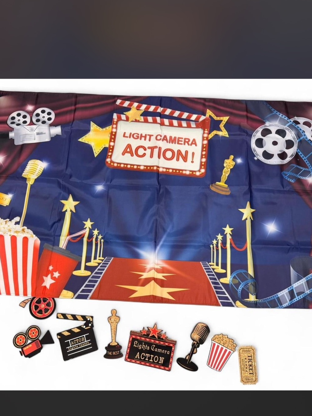Light Camera Action! Movie Party Backdrop